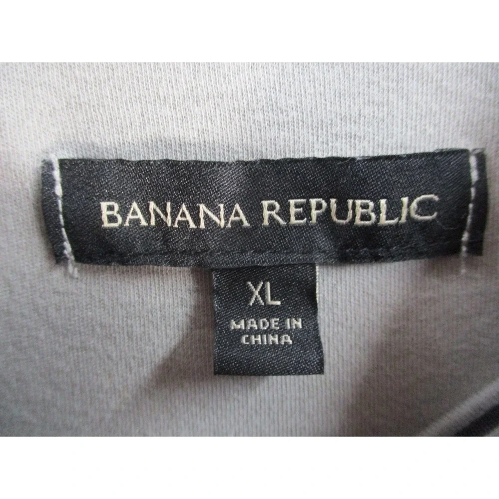 Banana Republic Mens XL Long Sleeve Polo Shirt Gray 100% Cotton‎ 1719897